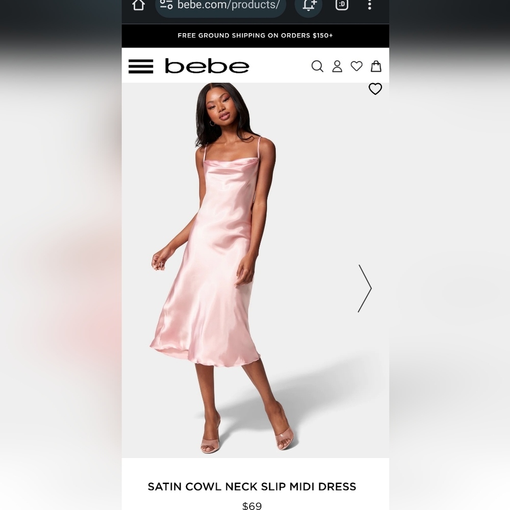 BEBE PINK SLIP DRESS